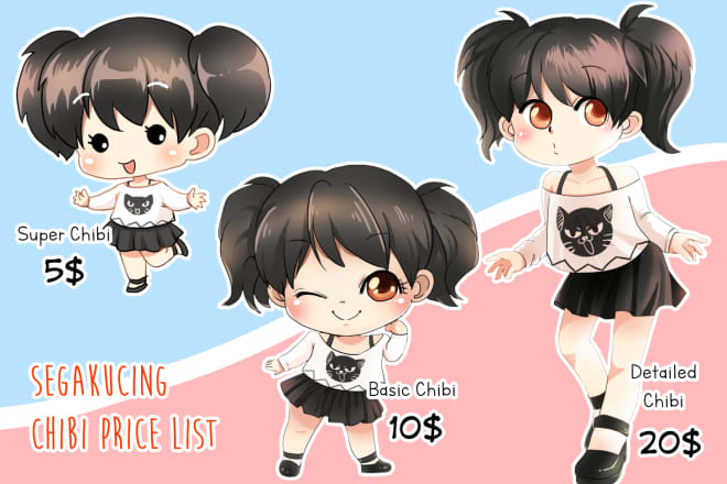 I will draw cute chibi character for you