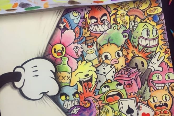 I will draw cute doodle art character