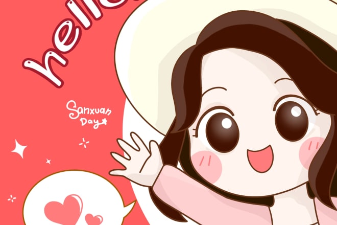 I will draw cute little kawaii chibi character illustration for you