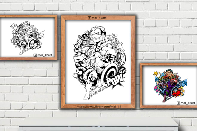 I will draw doodle art illustration