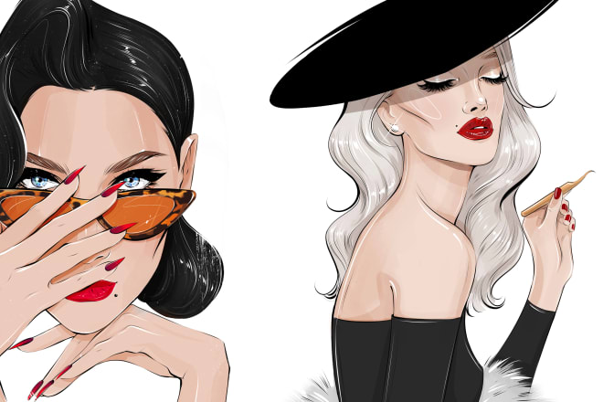 I will draw fashion portrait, beauty face, editorial, fashion illustration, digital art