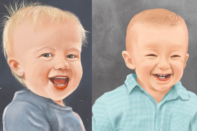 I will draw realistic baby portrait