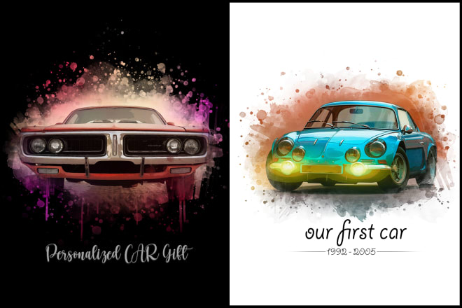 I will draw realistic custom watercolor style car, vehicle oil painting portrait