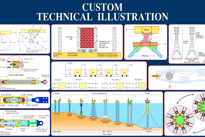 I will draw technical diagrams illustrations graphs flowcharts