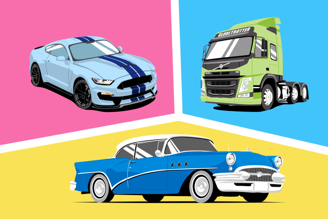 I will draw vector illustration of your car or any vehicle