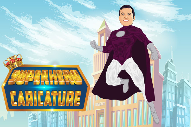 I will draw you as a superhero cartoon