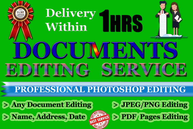 I will edit pdf document, do photoshop document editing, change text