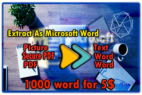 I will extract as microsoft word from pdf or secure pdf and image