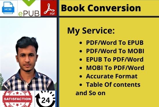 I will fast convert PDF to epub, mobi, and amazon kindle