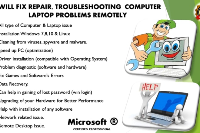 I will fix, repair your computer, laptop and windows 10 problems remotely