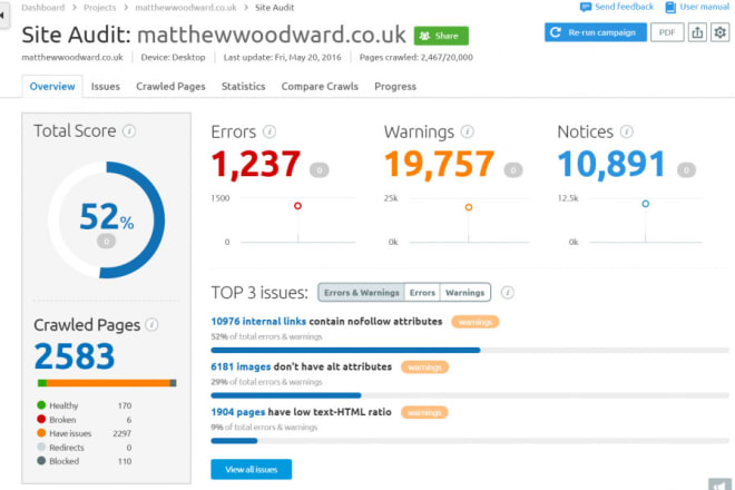 I will fix semrush site audit errors