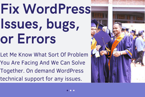 I will fix wordpress errors issues and bugs or support services