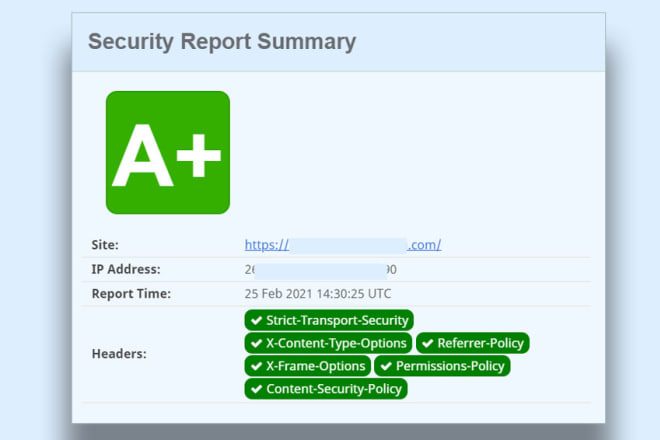 I will get a plus http security headers for wordpress websites