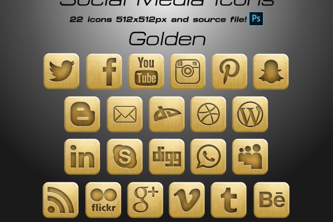 I will give you Social Media Icons Bundle Golden style