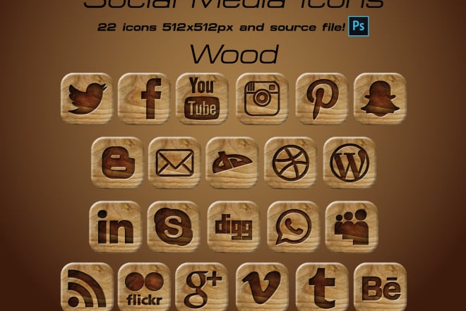I will give you Social Media Icons Bundle Wood style