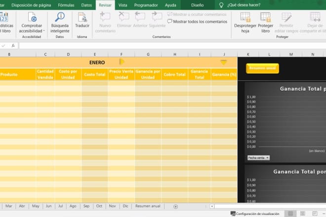 I will hacer una planilla de excel orientada a control ventas