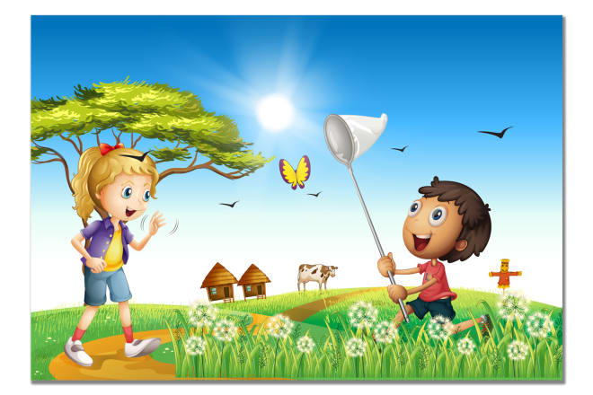I will illustrate cute children book cover, e book cover, pages, illustrations
