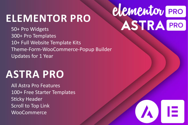 I will install elementor pro, astra pro licensed