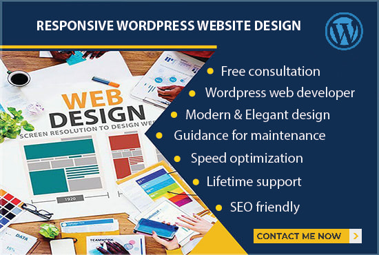 I will make custom wordpress website design with responsive and professional look