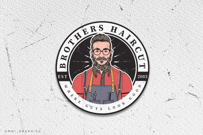 I will make retro vintage badge logo design with hand drawn illustration
