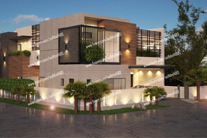 I will model realistic architectural rendering
