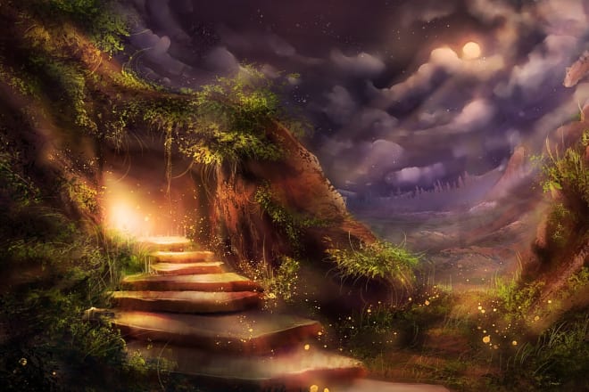 I will paint detailed fantasy landscapes, fine art backgrounds