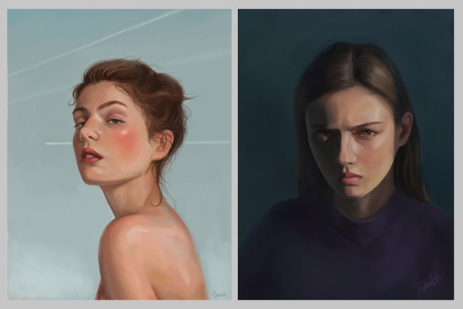 I will paint realistic digital portrait