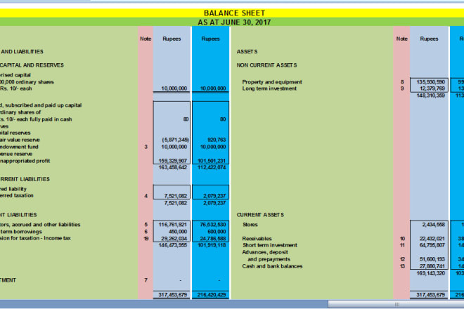 I will prepare financial statements, profit and loss, income statement