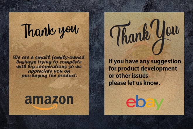 I will professionally design amazon thank you card, gift card, ebay, postcard