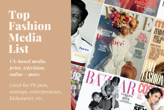 I will provide a custom email media list for fashion journalists