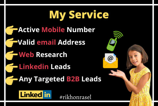 I will provide b2b email lead list,phone number,sales leads for business niche