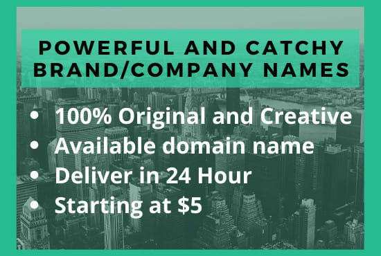 I will provide you 5 catchy company names in 24 hour