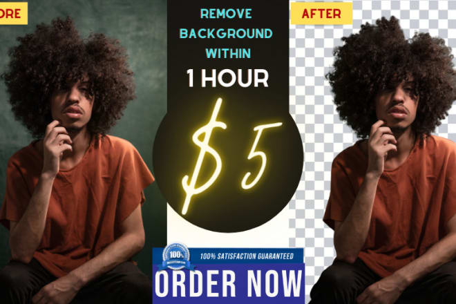 I will remove background from image professionally under 1 hour