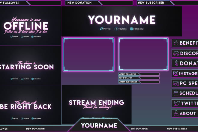 I will sell you this premade custom vice city themed twitch package