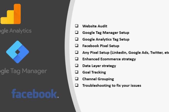 I will set up google analytics, facebook and tag manager