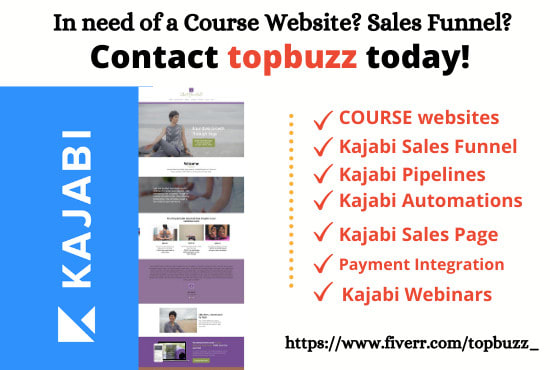 I will set up kajabi course website, sales funnel, pipelines
