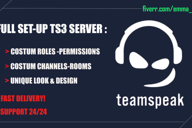 I will setup your teamspeak server permissions and channels