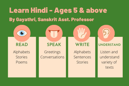 I will teach hindi for all ages
