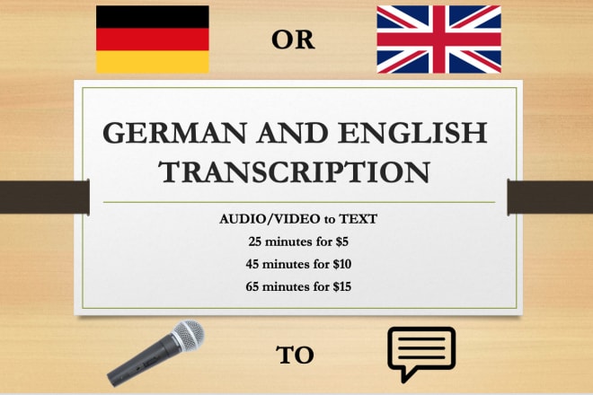 I will transcribe any audio or video in english or german very accurate
