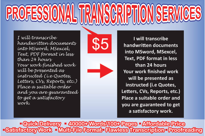 I will transcribe handwritten, scanned text to doc, excel or text