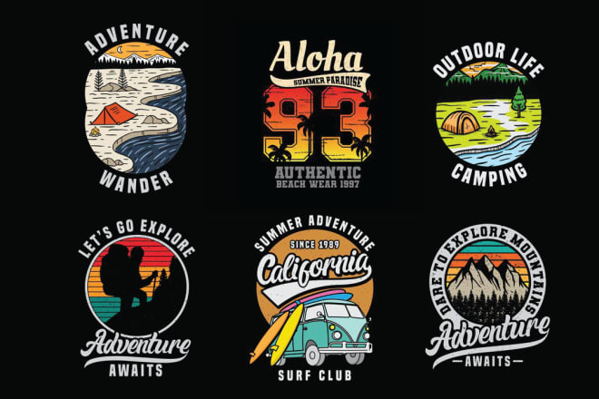 I will vintage retro style outdoor t shirt badge logo