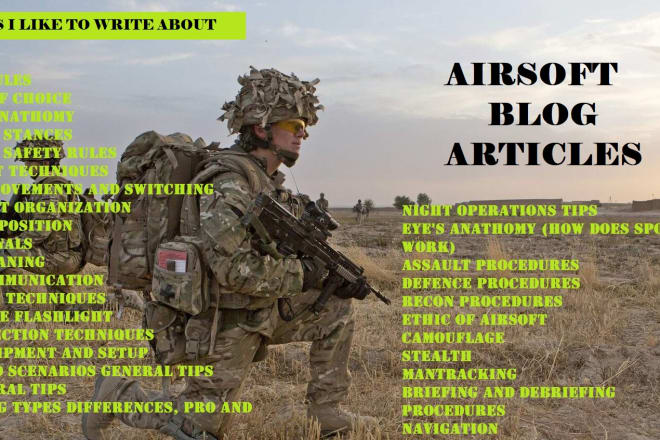 I will write an article about airsoft, milsim, and related subjects
