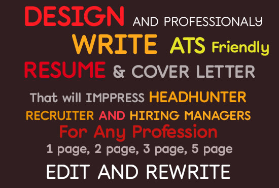 I will write ats friendly resume, CV or design your previous resume