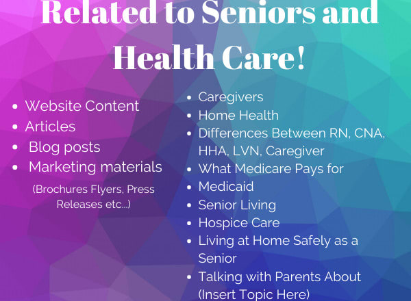 I will write content related to seniors and healthcare