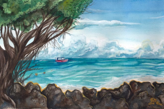 I will illustrate a landscape with watercolour