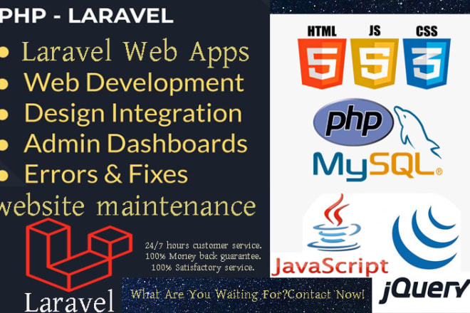 I will install,fix bugs,design and develop a web app using php,laravel,wordpress