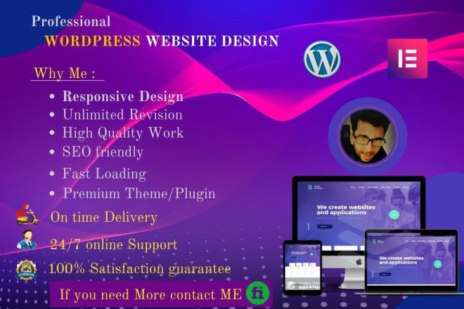 I will design a professional responsive wordpress website with 10hr